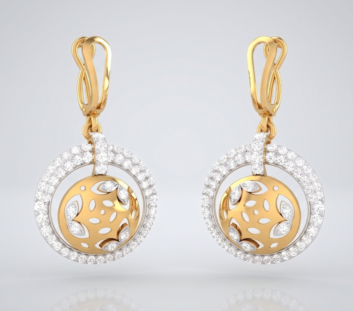 Celestial Nested Circle Silver Dangle Earrings