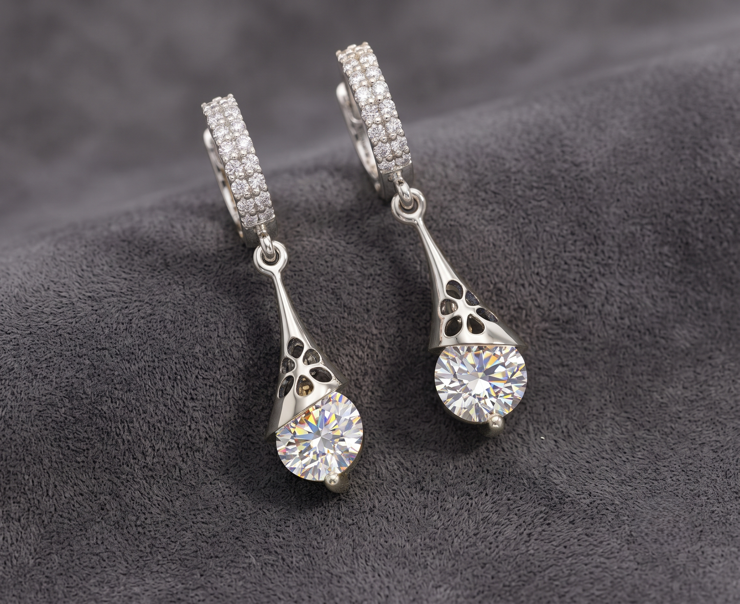 Vintage-Inspired Round Solitaire Dangle Earrings