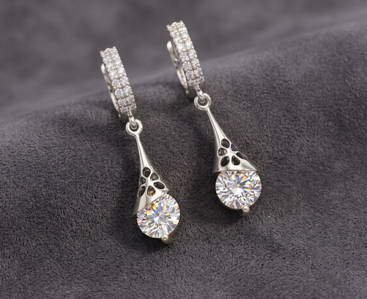 Vintage-Inspired Round Solitaire Dangle Earrings