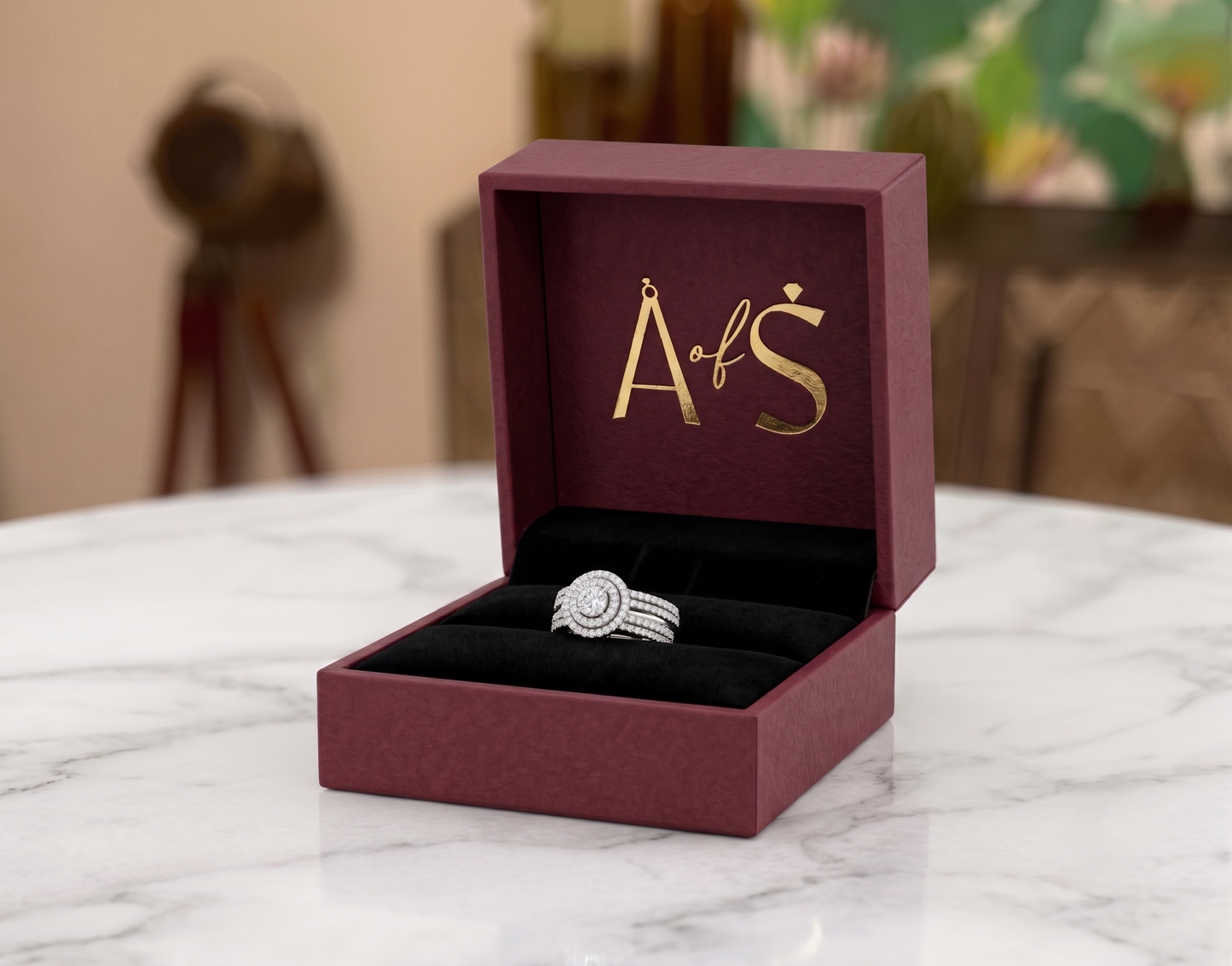 The 925 silver double halo ring
