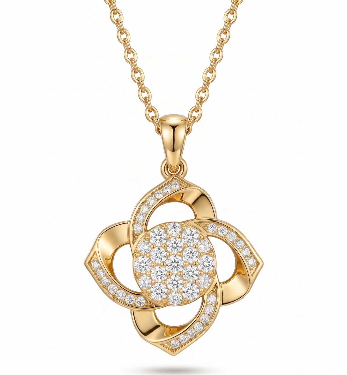 925 Sterling Silver Pavé Cluster Knot Pendant