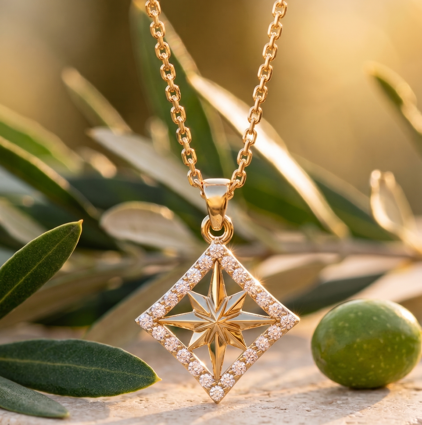 Radiant North Star moissanite Silver Pendant