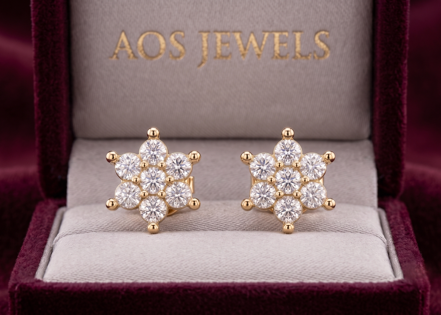 Sterling Silver Multi-Stone Cluster Stud Earrings