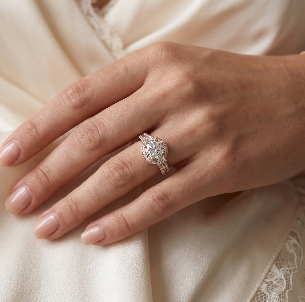 The Heritage Milgrain Halo Silver Ring