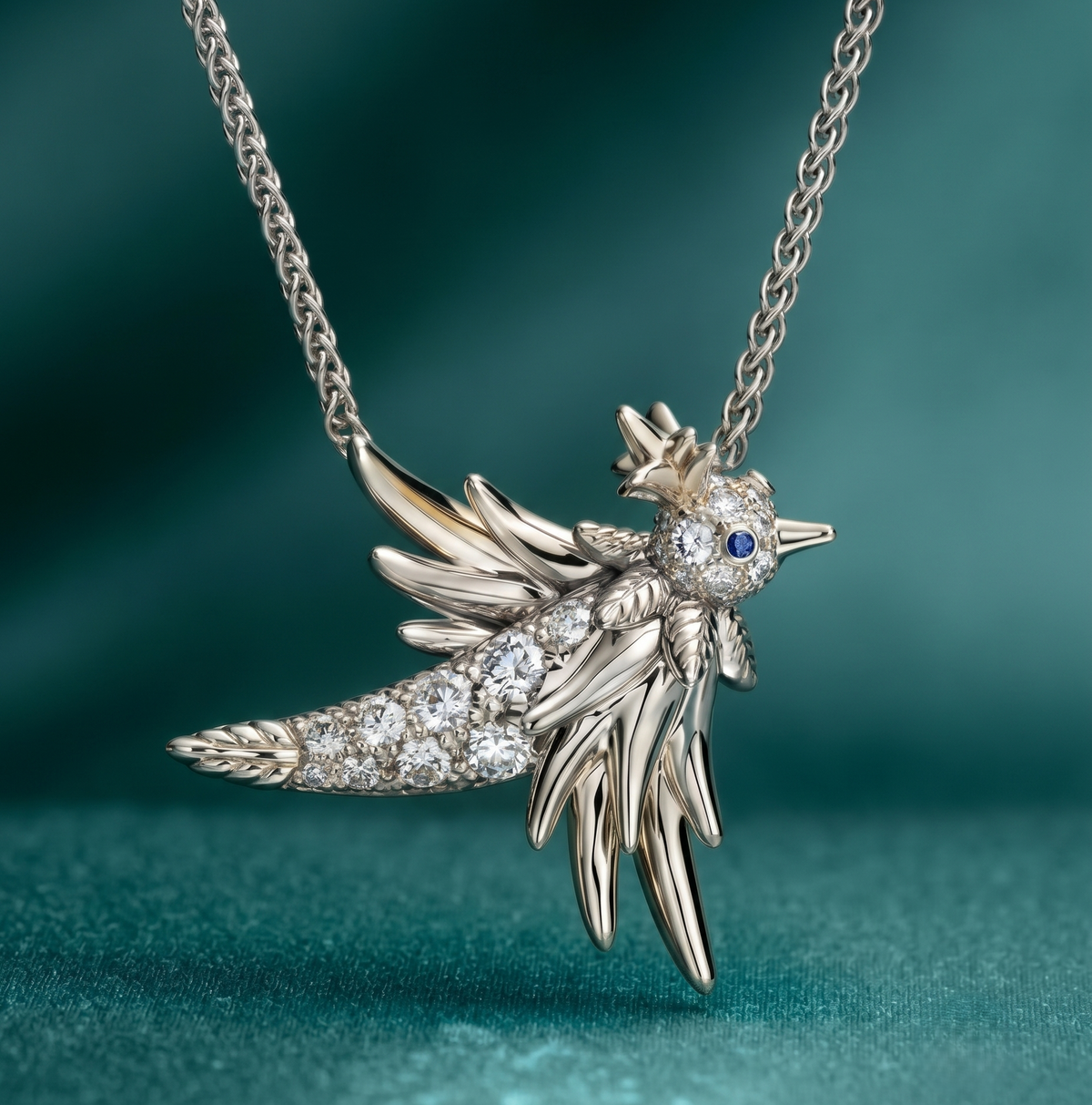 The Sterling Silver Hummingbird Flight Pendant