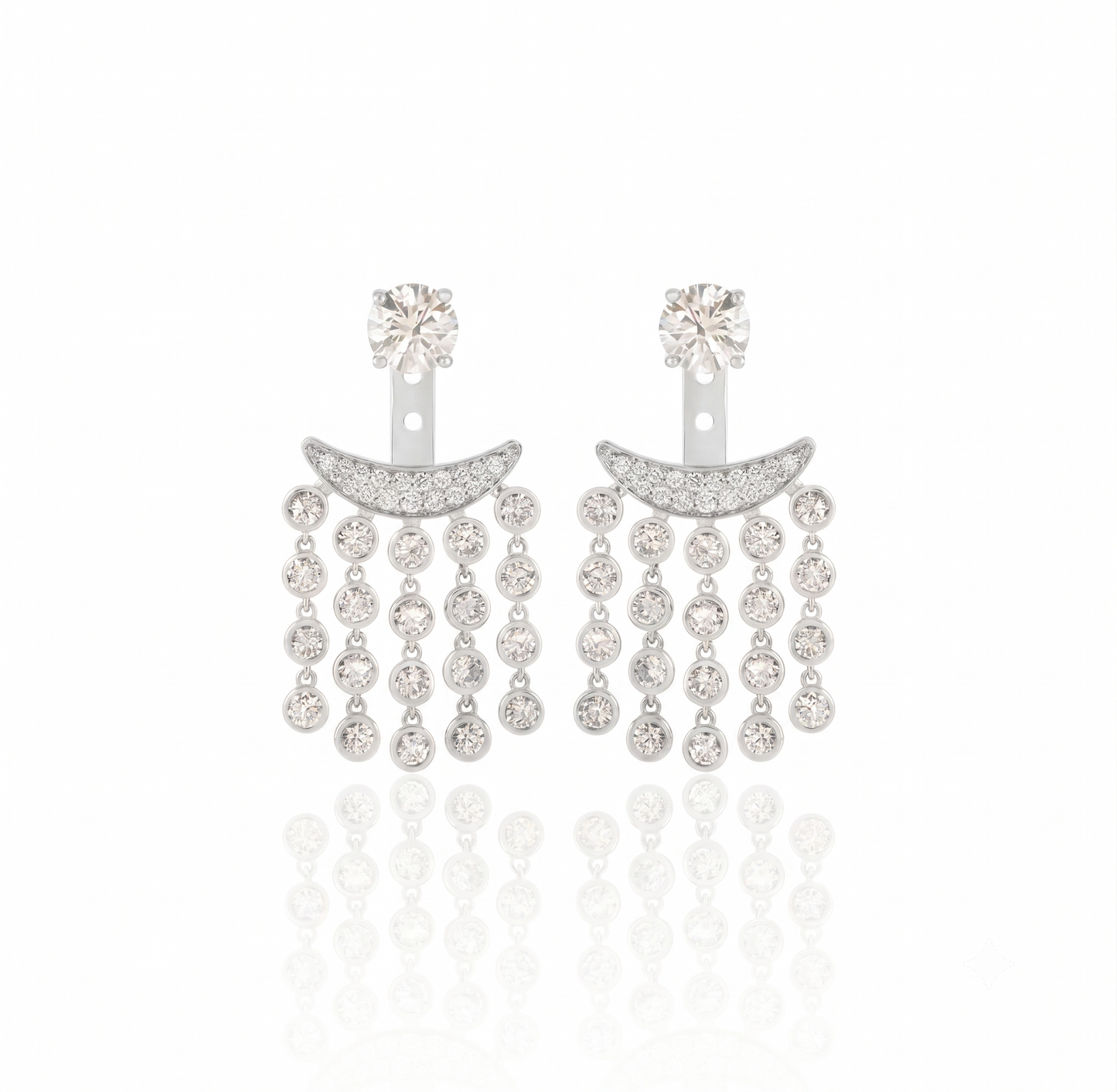 925 Sterling Silver Crescent Fringe Ear Jackets
