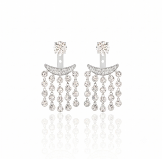 925 Sterling Silver Crescent Fringe Ear Jackets