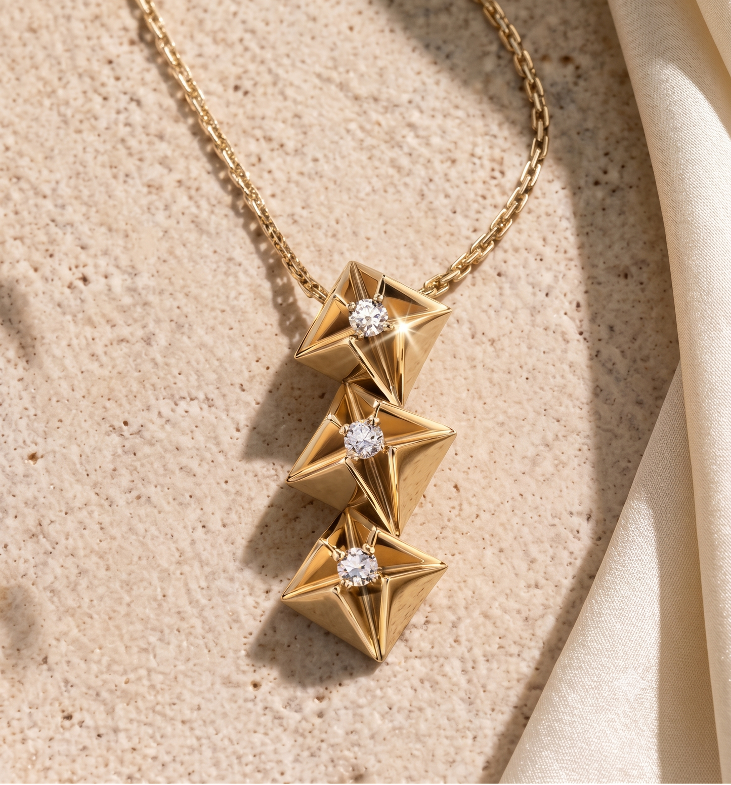 The Triple Prism Star Sterling Silver Pendant