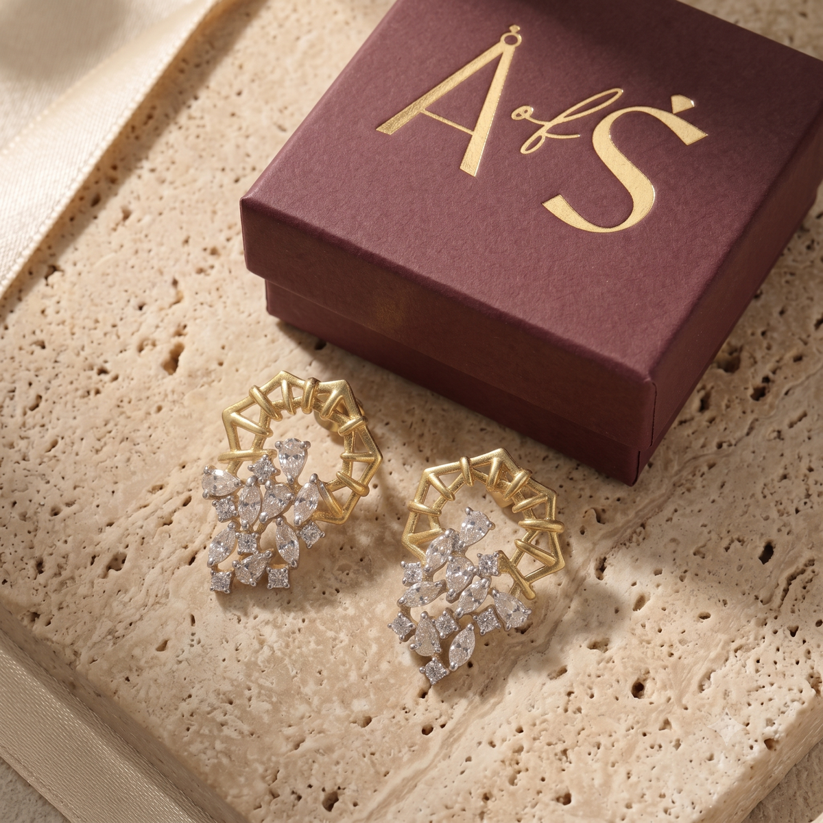 The Geometric Crystal Cascade 925 Silver Earrings
