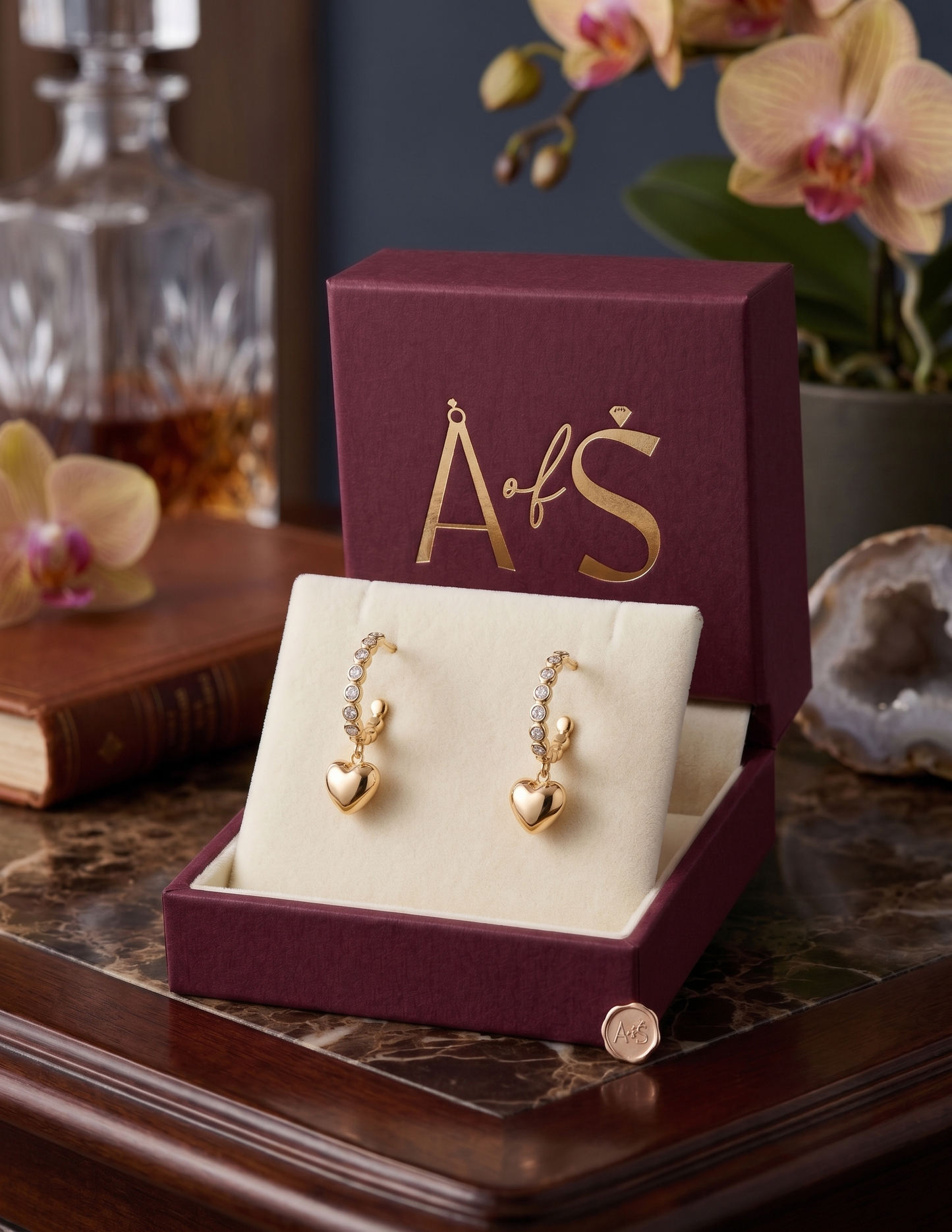 Enchanting Silver Heart Charm Hoop Earrings