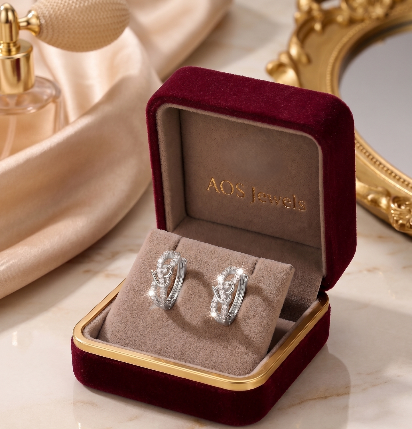 The Heart-Linked Silver Hoops