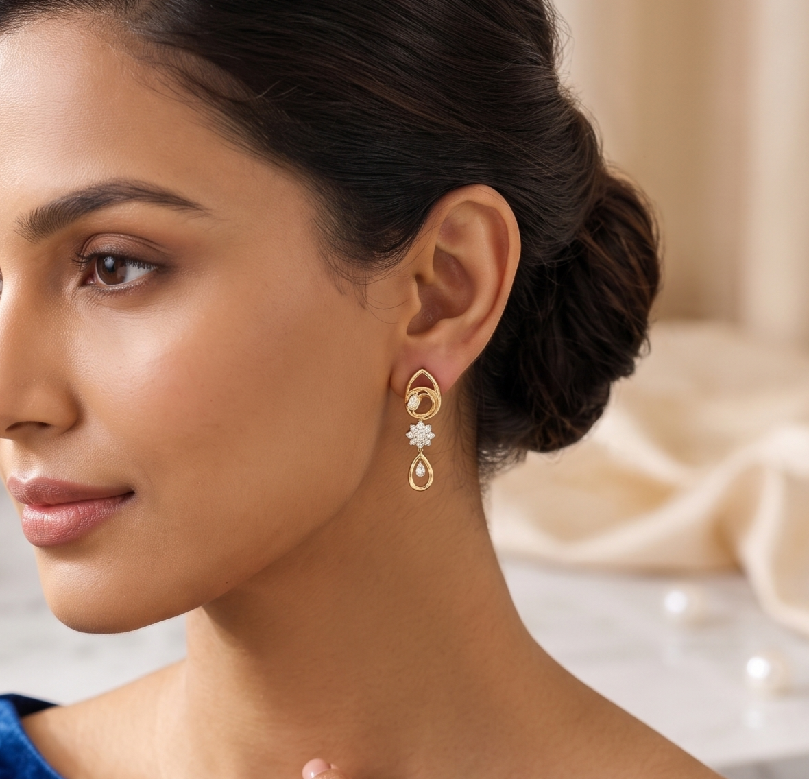 Multi-Tier Diamond Accent Silver Drop Earrings