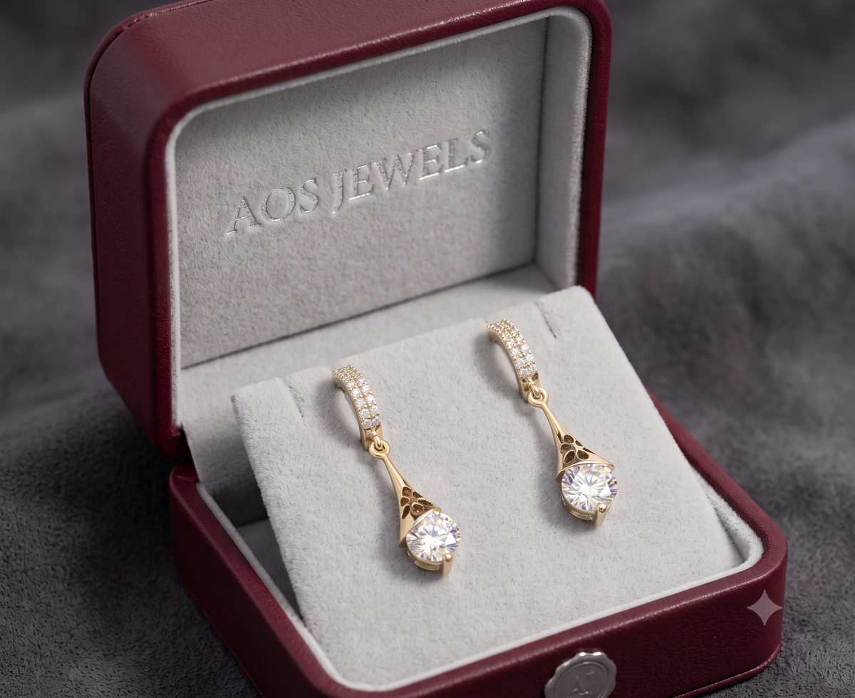 Vintage-Inspired Round Solitaire Dangle Earrings