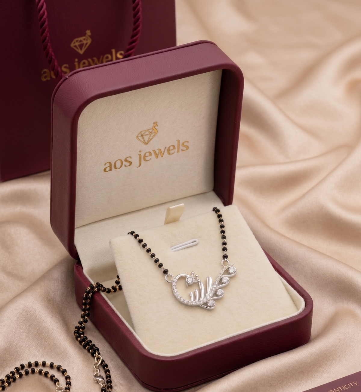 The Graceful Peacock Silver Mangalsutra