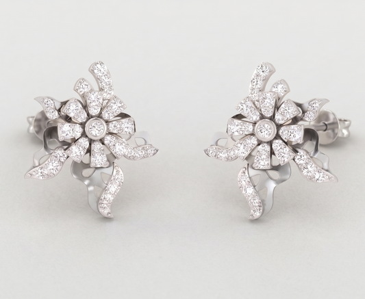 Sparkling Comet Floral Cluster Earrings