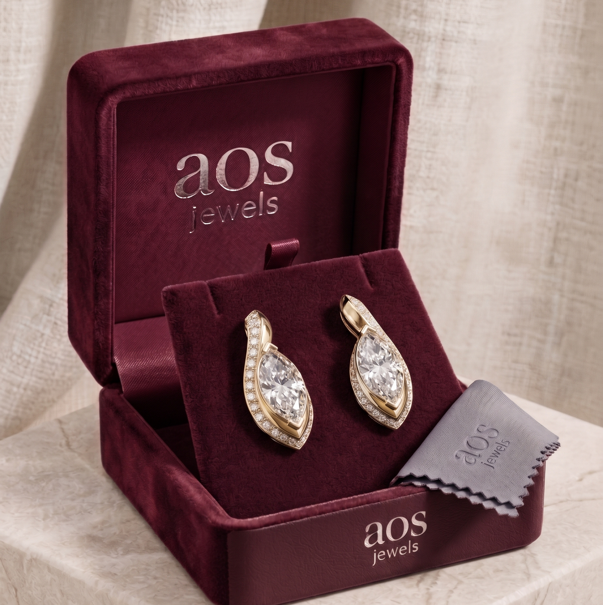 Pavé Sweep Marquise Drop Earrings