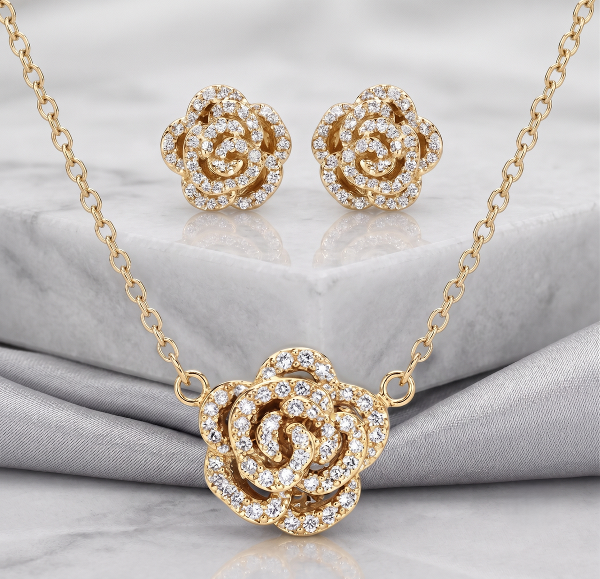 The 'Winter Rose' Silver Jewelry Set