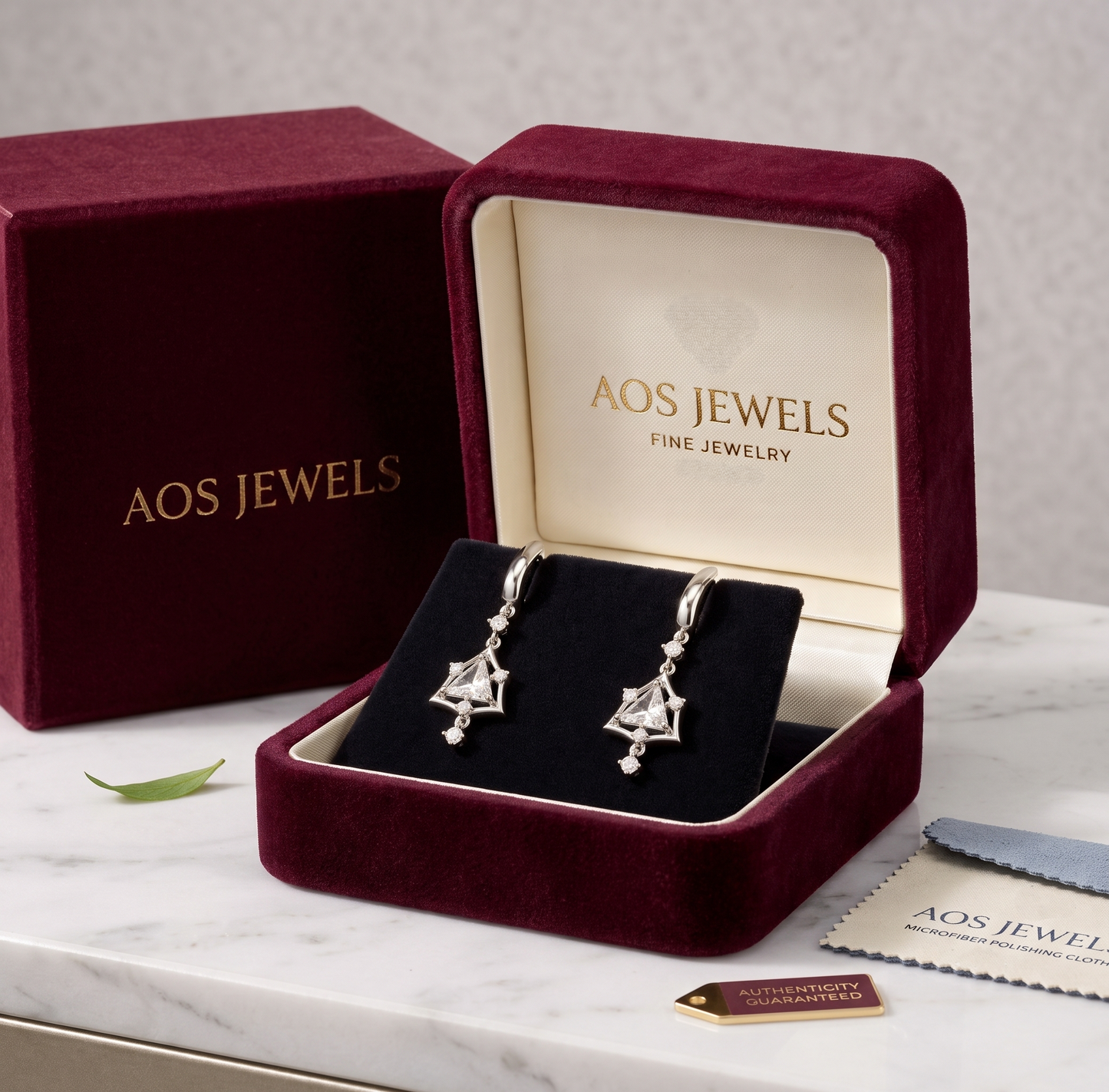 925 Sterling Silver Trillion Cut Moissanite Drop Earrings