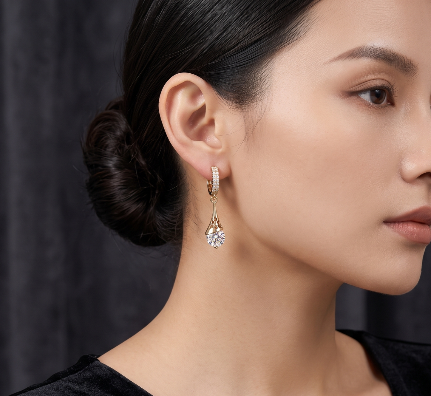 Vintage-Inspired Round Solitaire Dangle Earrings