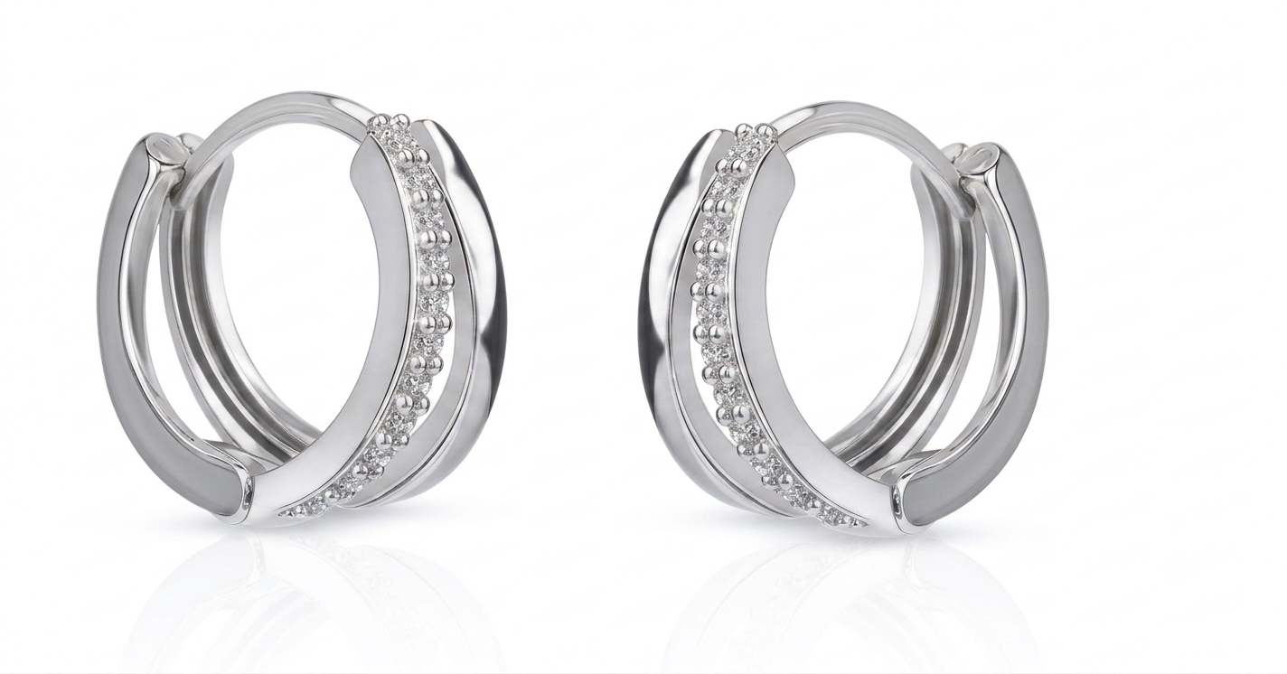 A pair of silver-toned hoop earrings