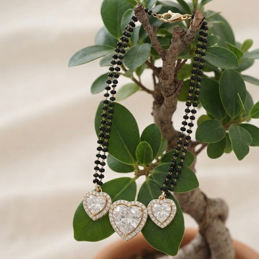 The Tripal Haert Gold Plated Mangalsutra