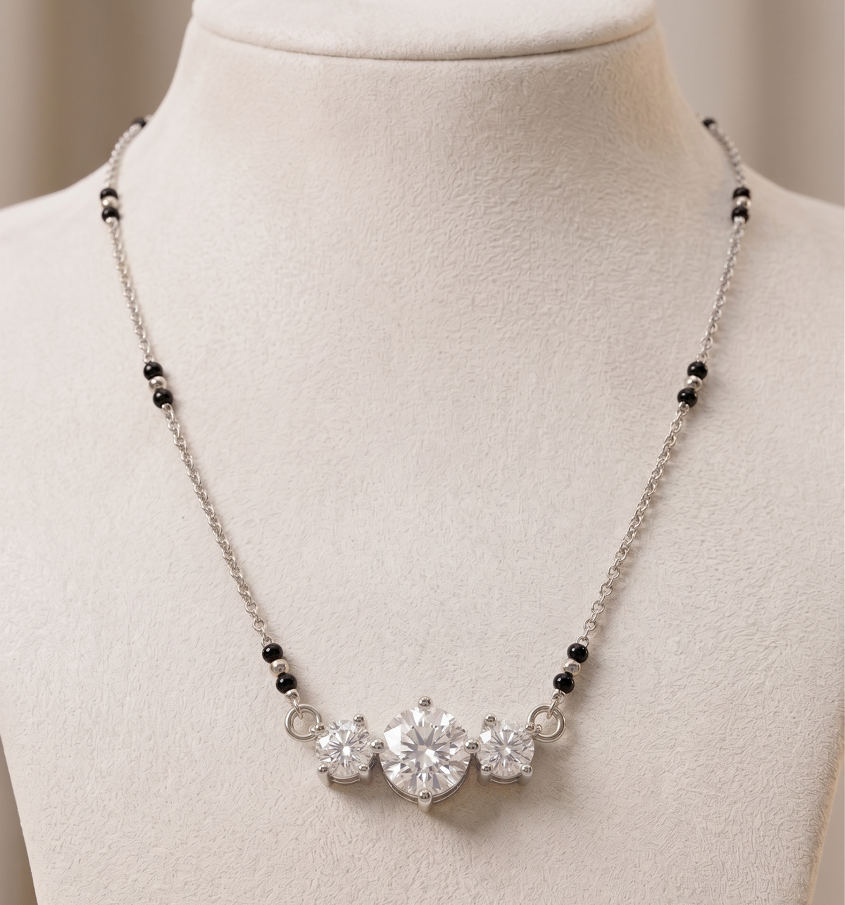 The Classic & Graceful Triad Solitaire Silver Mangalsutra