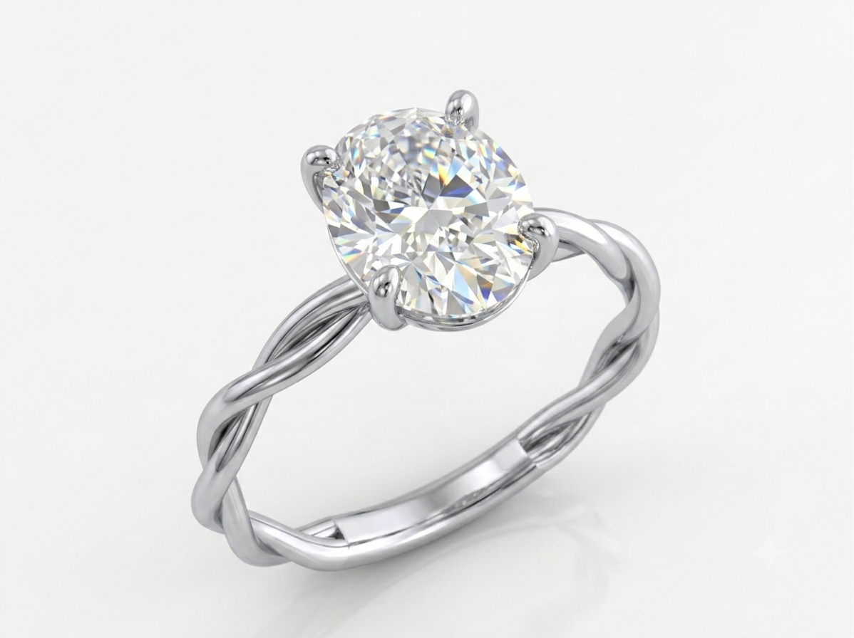 The Eternity Oval: Twisted Vine Solitaire Ring