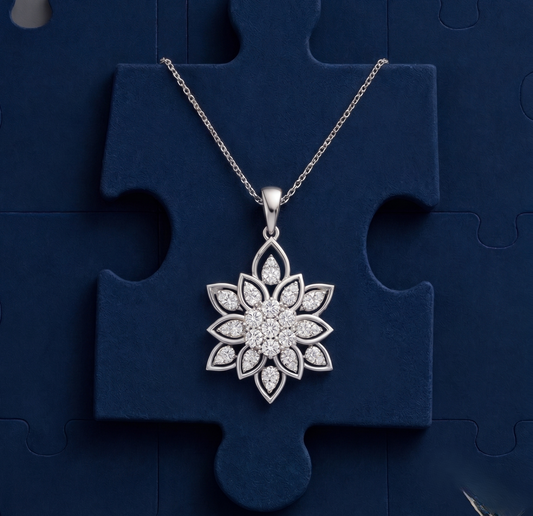 The 'Radiant Lotus' Silver Medallion Chain Pendant