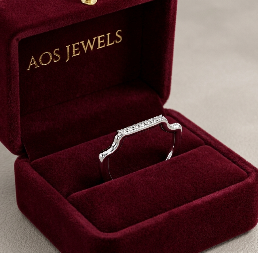 Minimalist Arch Half-Eternity Band in Silver