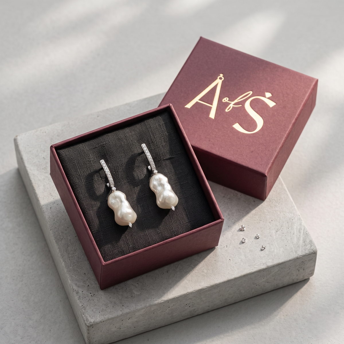 925 Silver J-Hoop Earrings with Natural Baroque Pearls