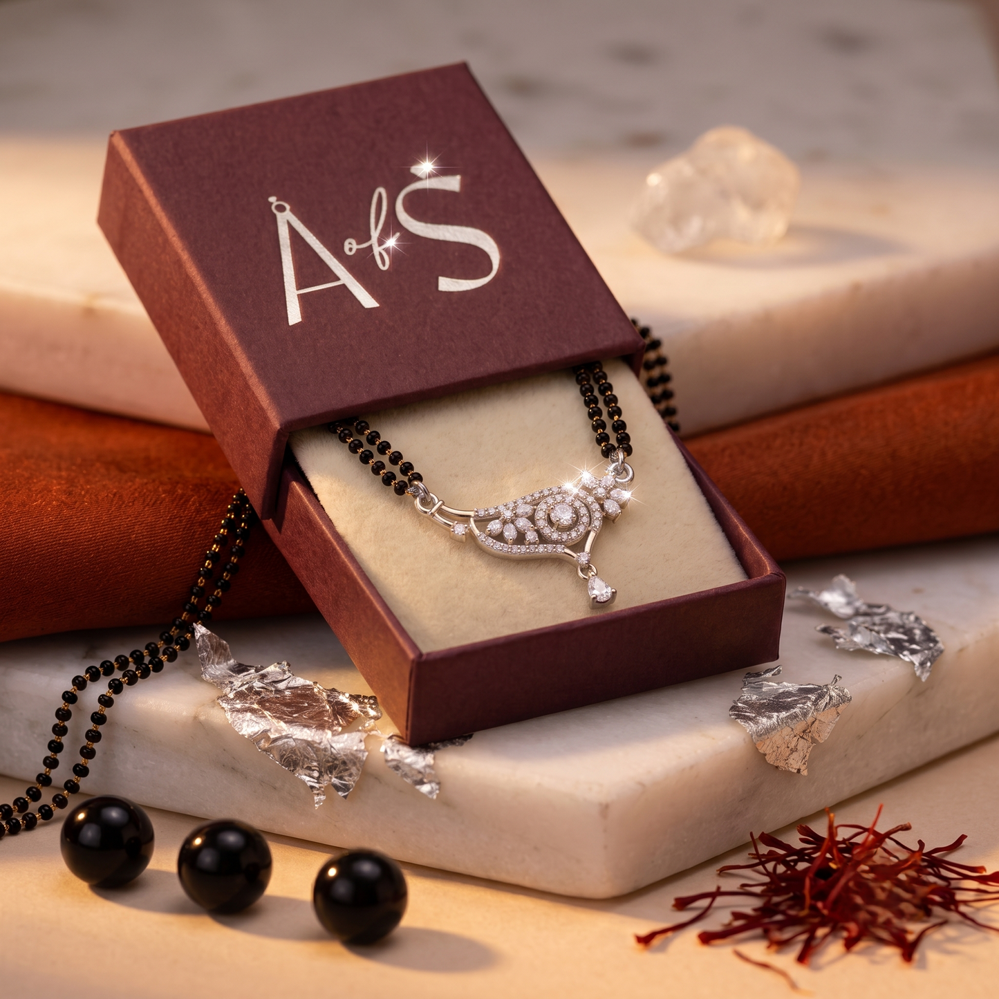 925 Sterling Silver Double Chain Floral Mangalsutra