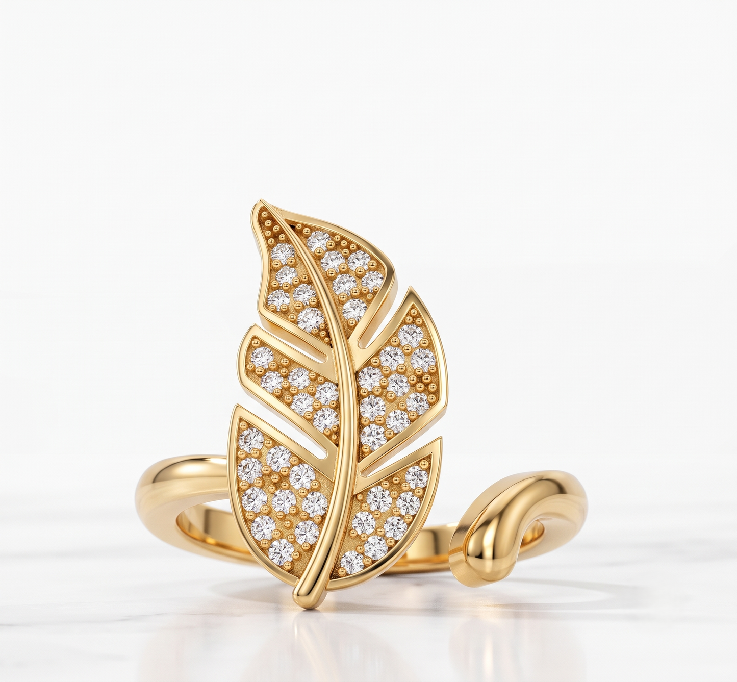 Silver Moissanite Botanical Open Ring
