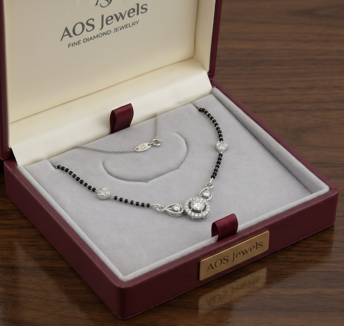 The Heart-Link Solitaire Silver Mangalsutra