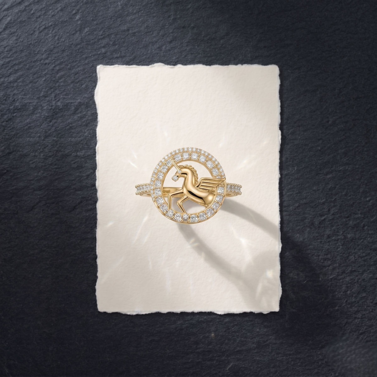 Sterling Silver Winged Unicorn Statement Ring