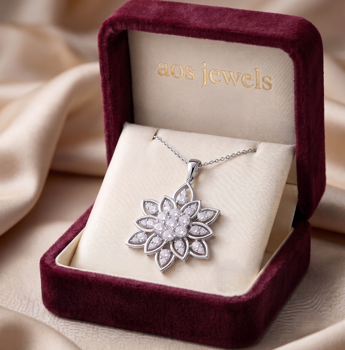 The 'Radiant Lotus' Silver Medallion Chain Pendant