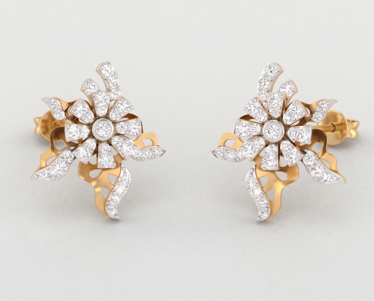 Sparkling Comet Floral Cluster Earrings