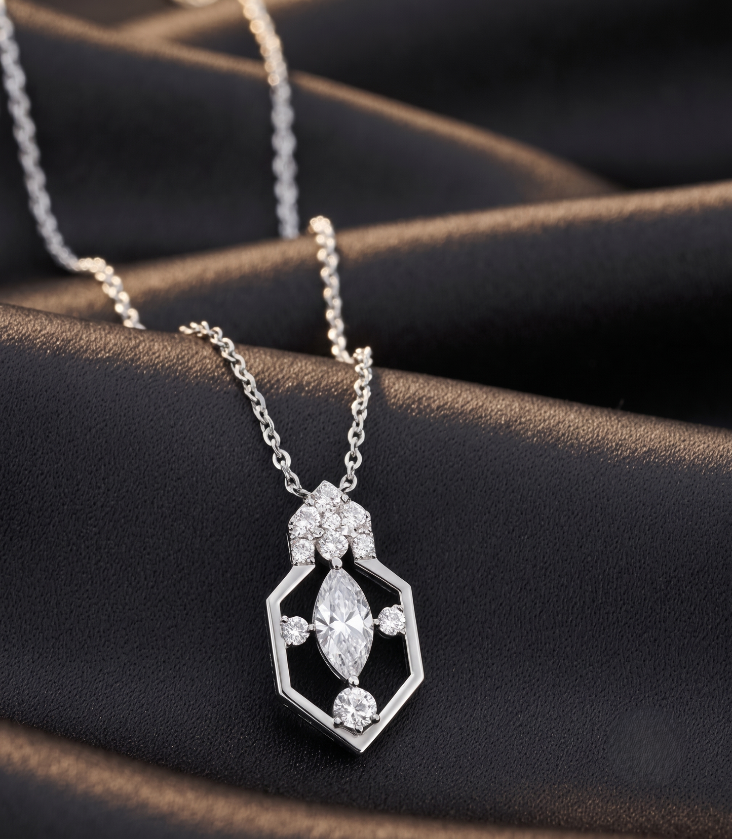 Geometric Sterling Silver Chain Pendant