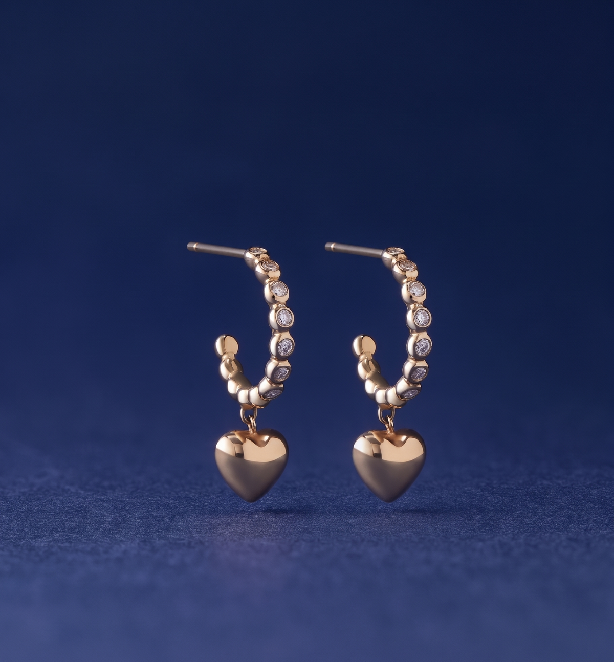 Enchanting Silver Heart Charm Hoop Earrings