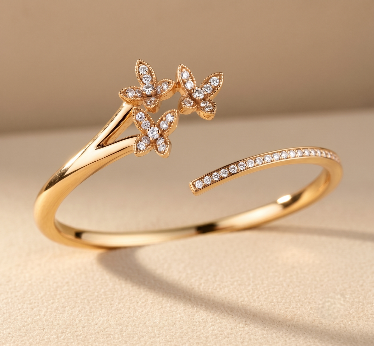 Delicate Pave Split Shank Open Silver Ring