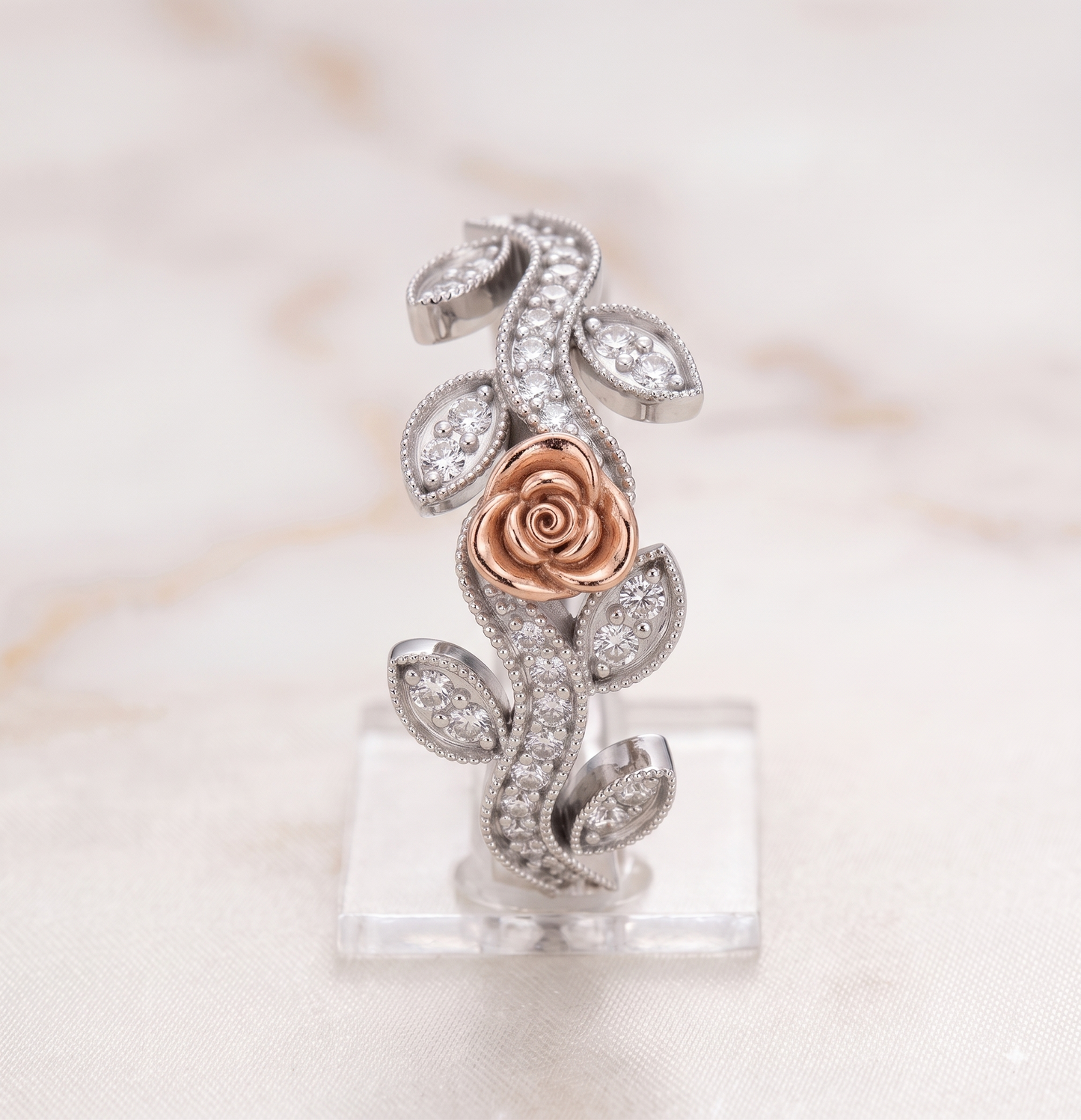 The Enchanted Rose Two-Tone Silver Ring