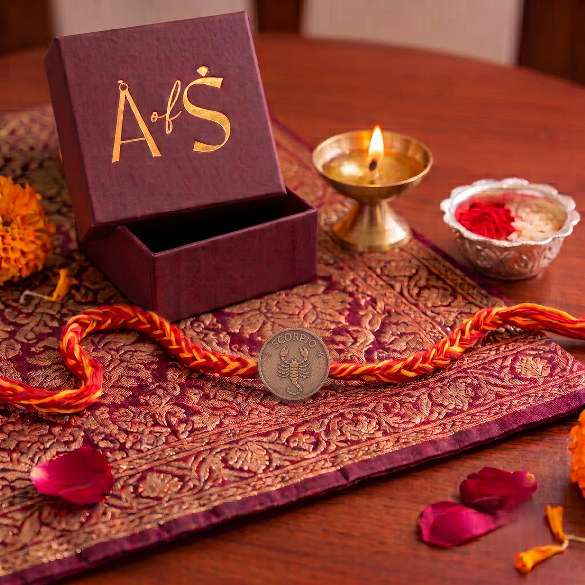 Zodiac sign 925 Silver Rakhi