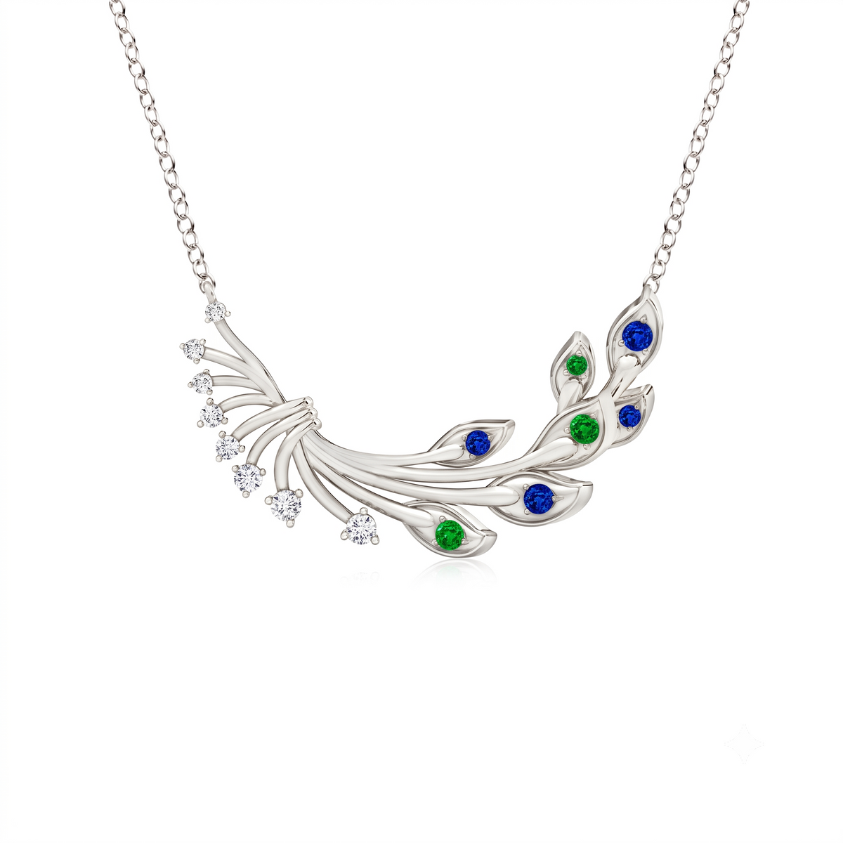 Majestic Peacock Plume Silver Pendant