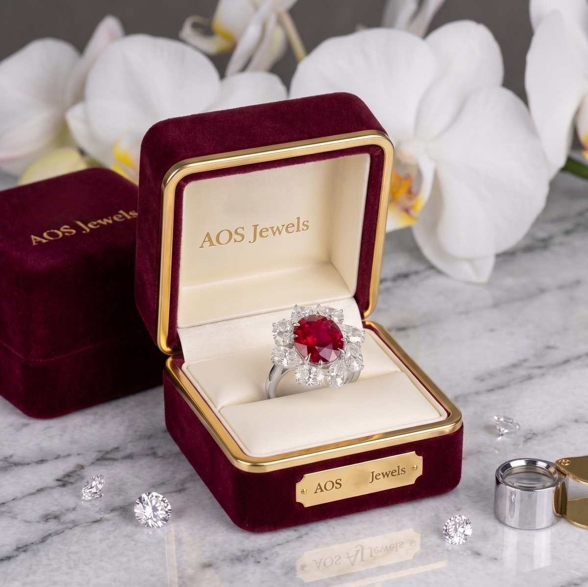 The Royal Red Sunburst Silver Ring