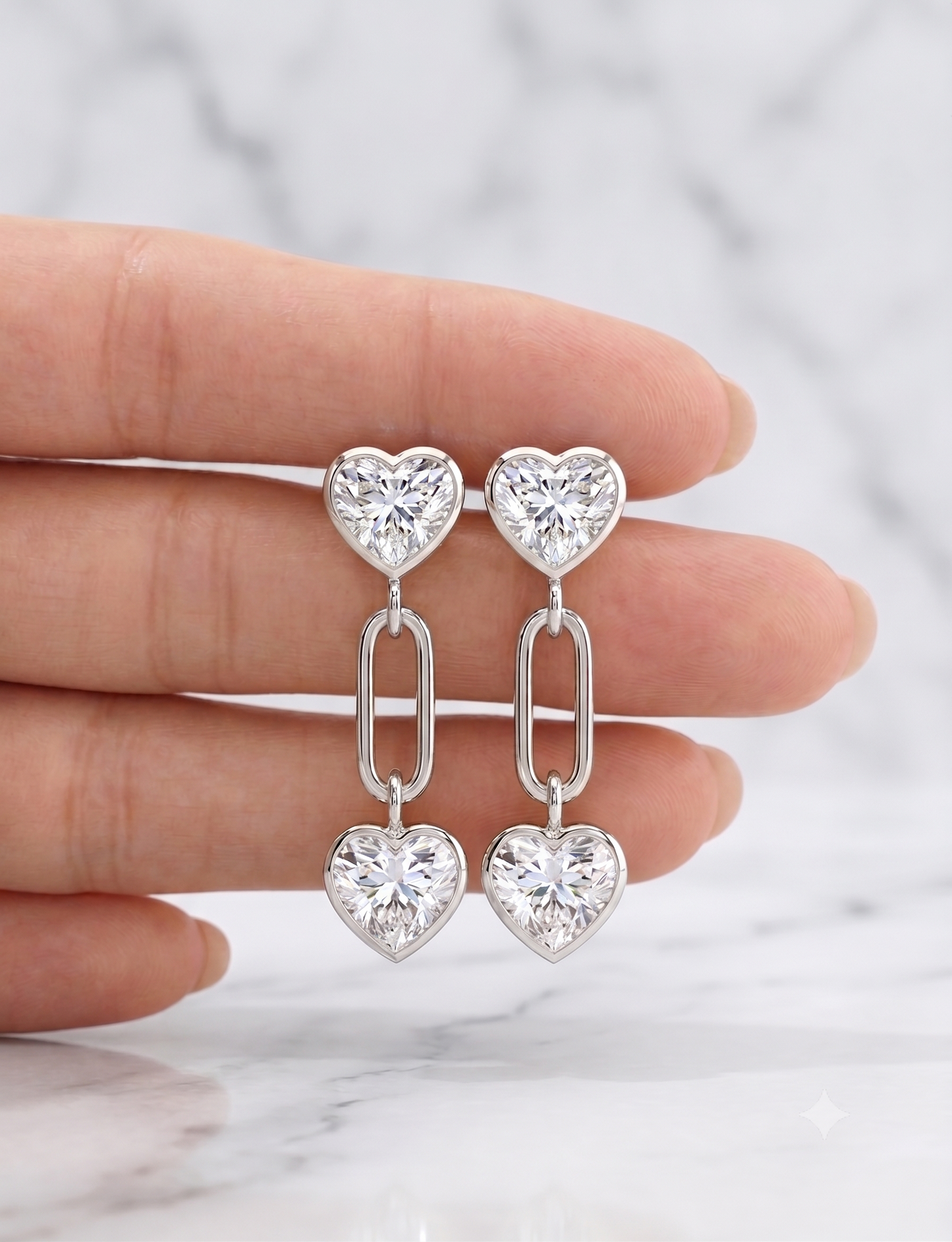 The "Tethered Hearts" Silver Drop Earrings