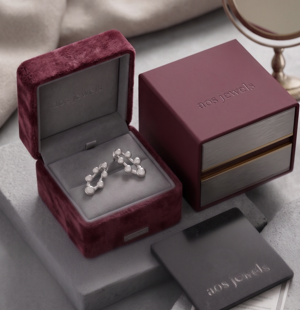 Modern U-Shaped Bezel Stud Silver Earrings