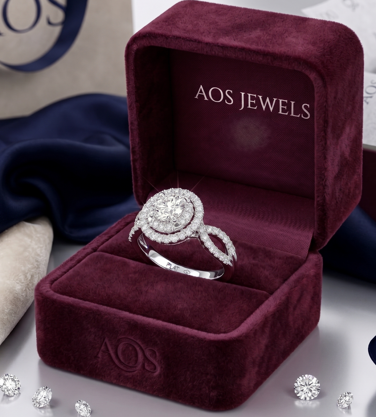 Sterling Silver Round Center with Twisted Split Shank