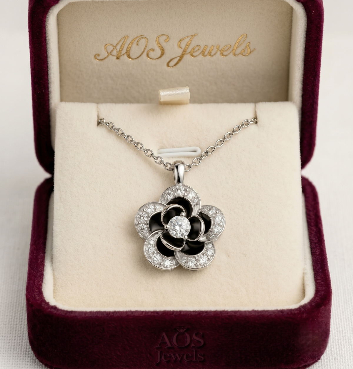 The Midnight Camellia Silver Pendant