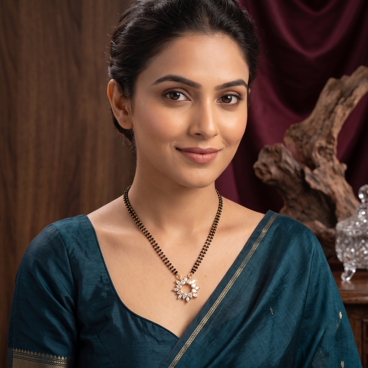 925 Silver Marquise Wreath Mangalsutra