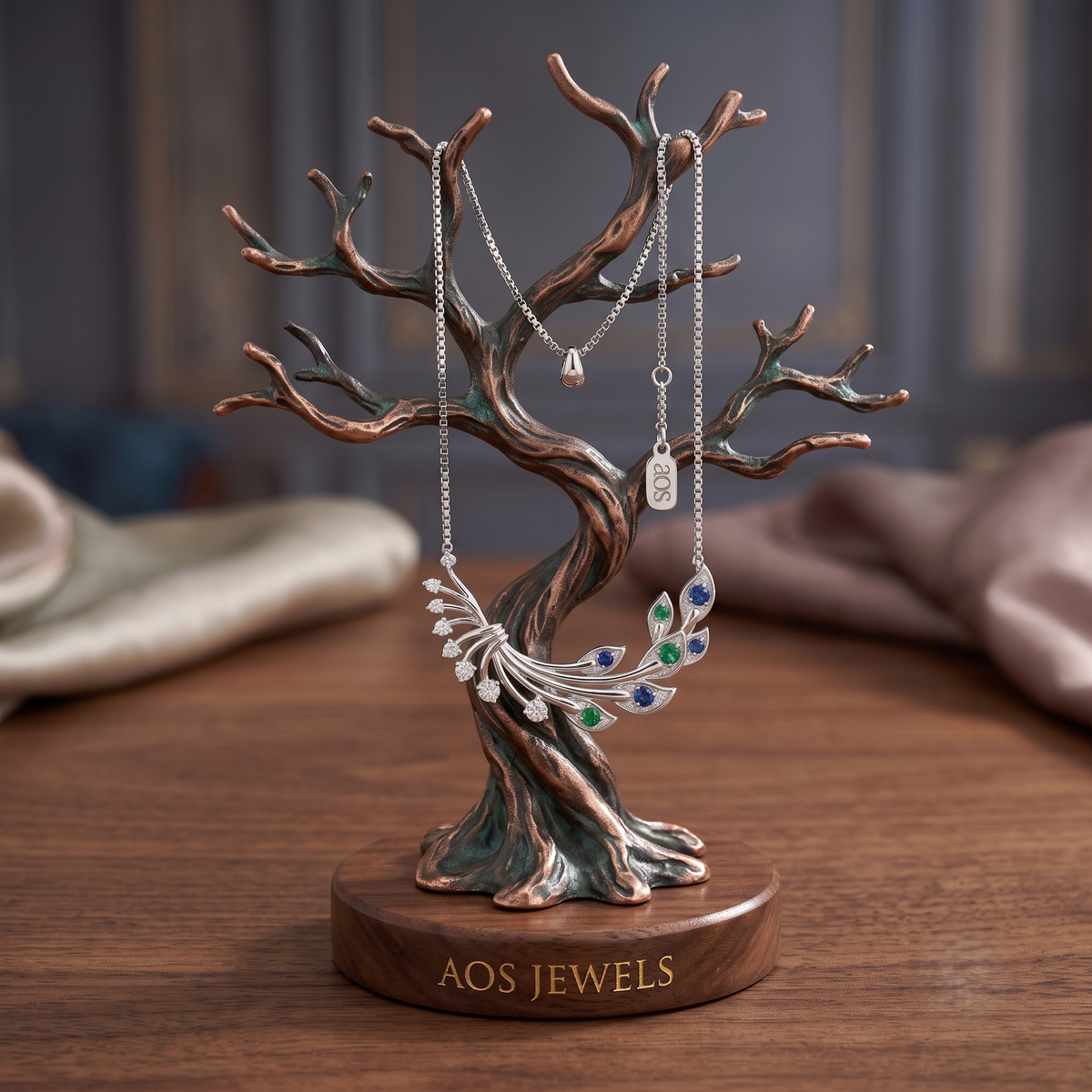 Majestic Peacock Plume Silver Pendant