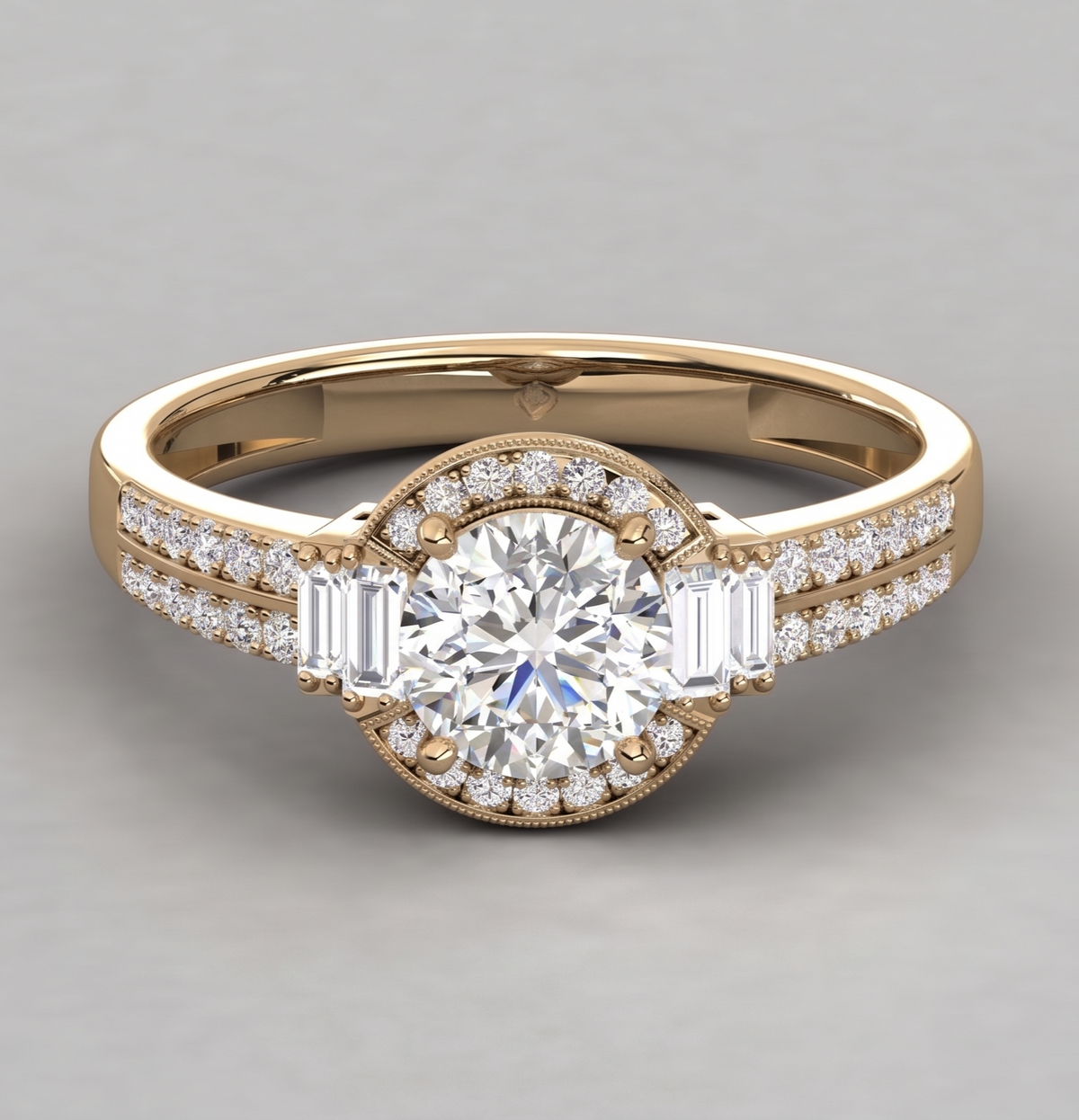 The Heritage Milgrain Halo Silver Ring